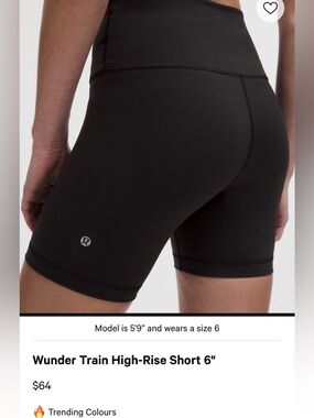 lululemon athletica wunder train high rise black shorts 6”